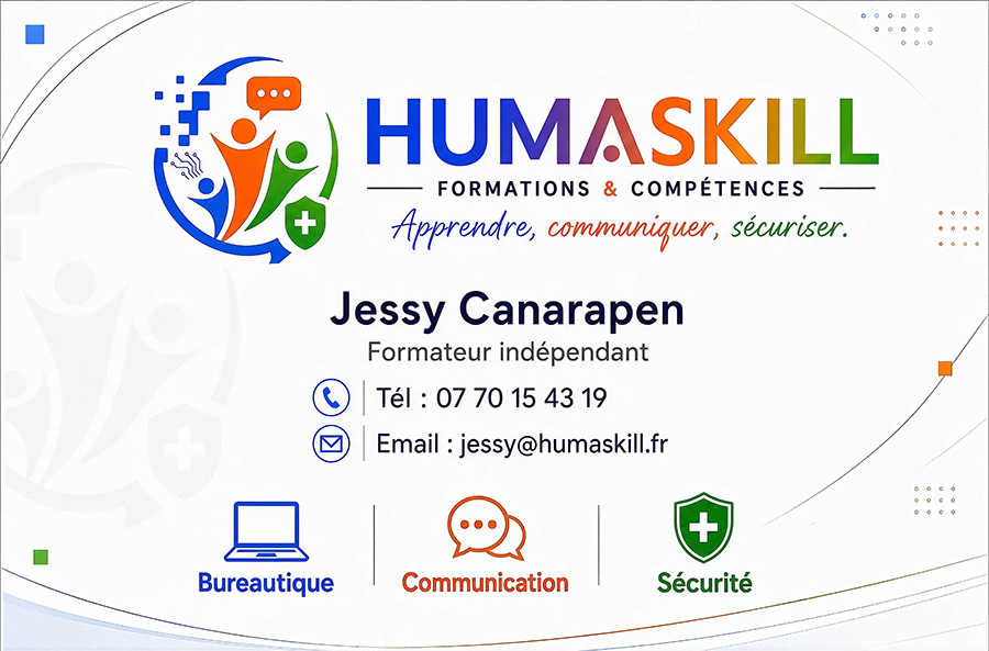 Recto de la carte de visite HumaSkill