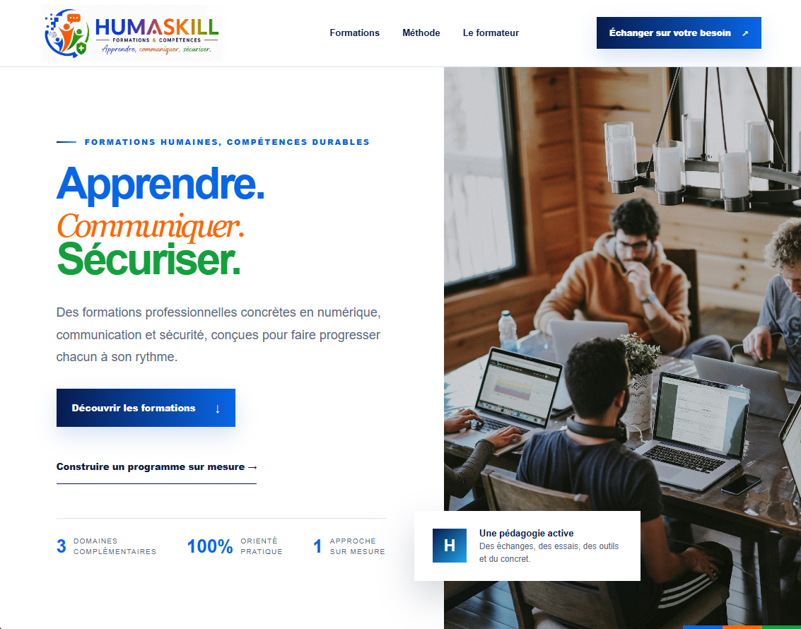 Page d’accueil du site HumaSkill